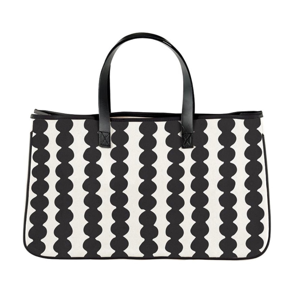 $45 Canvas Pattern Tote - Dots - Black & White - New